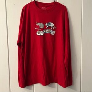 Vera Bradley Red Long Sleeve Tee with Naughty Christmas Kitties
